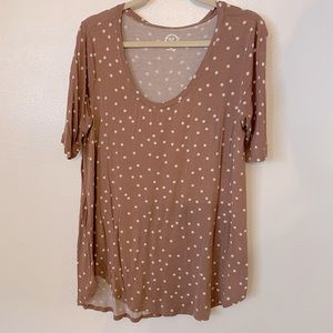 Iight mauve polkadot shirt